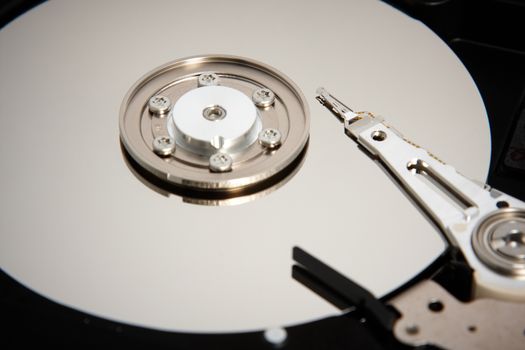 Closeup view of hard disk inside