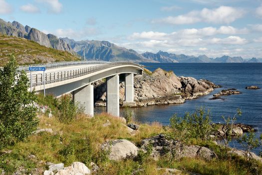 Djupfjord bridge near Reine on Lofoten islands in Norway