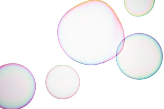 Group of soap bubbles on a white background