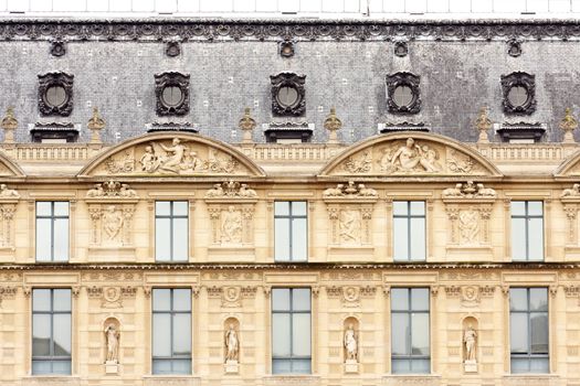 Facade of the Musee du Louvre in Paris, France