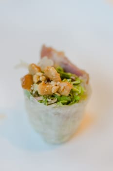 Fresh Spring Rolls on dish , Vietnamese Food