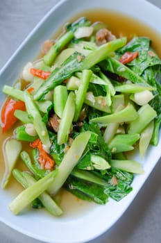 Stir fried kaled with sun dried salted fish