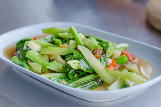 Stir fried kaled with sun dried salted fish