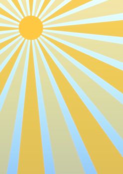 Illustration of a sun with sunbeams and slight haze effect