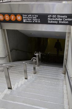 New York, Orange lines on 47 to 50 Street, Rockefeller Centre, Subway Station, USA