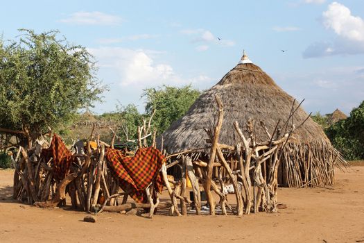 Traditional houses of Hamer people, Ethiopia, Africa