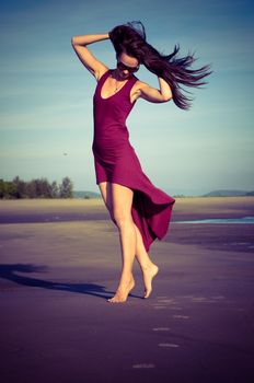 Beautiful caucasian girl on the beach