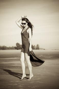 Beautiful caucasian girl on the beach