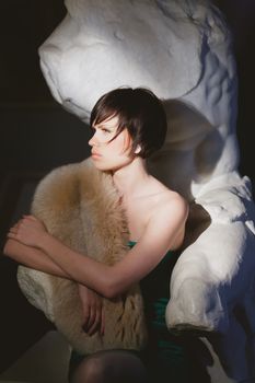 Portrait of beautiful woman with short  brown hair.