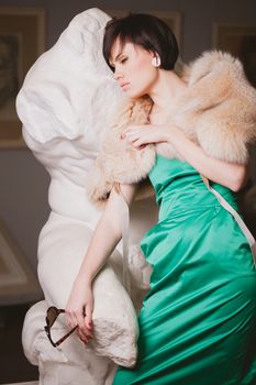 Portrait of beautiful woman with short  brown hair.