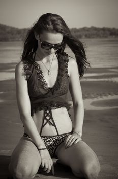 Beautiful caucasian girl on the beach