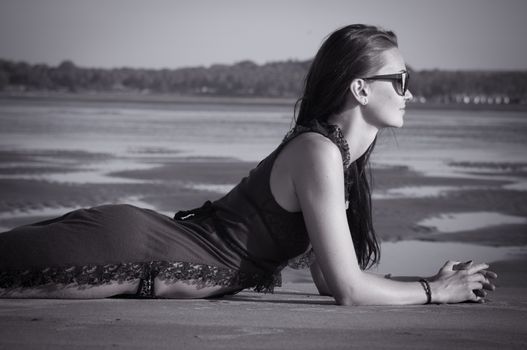 Beautiful caucasian girl on the beach