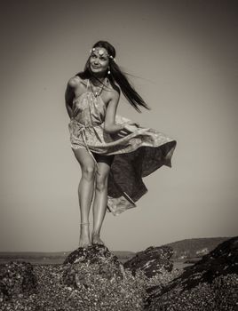 Beautiful caucasian girl on the beach