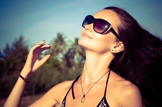 Beautiful caucasian girl on the beach