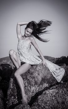 Beautiful caucasian girl on the beach