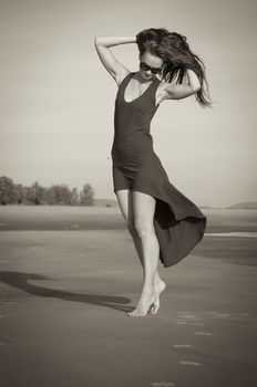 Beautiful caucasian girl on the beach