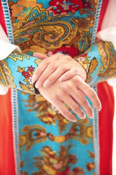 Woman in Russian national costume. Vertical photo