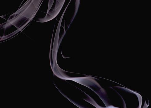 Abstract Fancy White and Purple Smoke Figures on Black background
