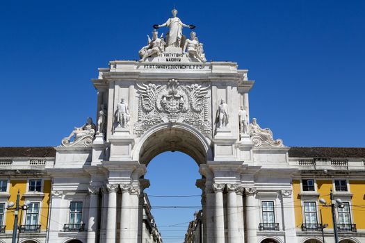 The arch at the Plaza of Commerce, Lisbon, Portugal
