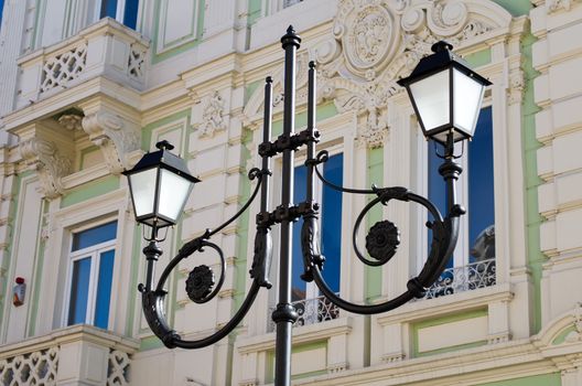 street lamp in europe and baroque architecture style