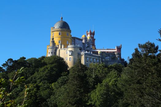 The Pena National Palace is a romantic palace in the municipality of Sintra, Portugal.