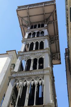 The famous Santa Justa elevator in Lisbon, Portugal