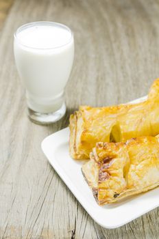 bread with milk glass