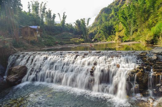 Little Tien Sa water fall in Cat Cat village Sapa,Vietnam.