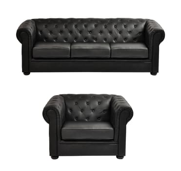 Black sofa isolated on white background