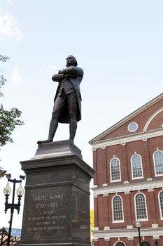 Public statue of Samuel Adams in Boston Massachusetts near Quincy Market.