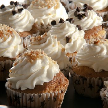 The muffins are typical and fluffy cupcakes American or English