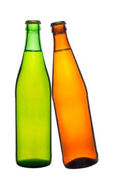 two bottle of beer isolated on white background