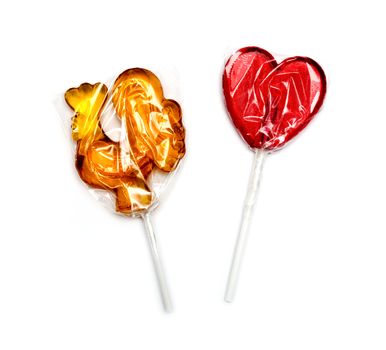 candies on a white background