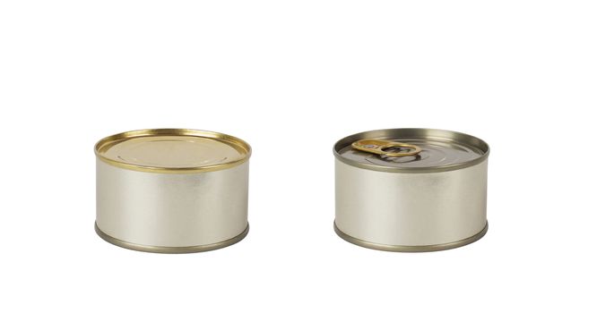 two closed cans on white background