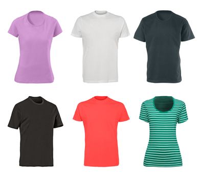 t shirts isolated on white