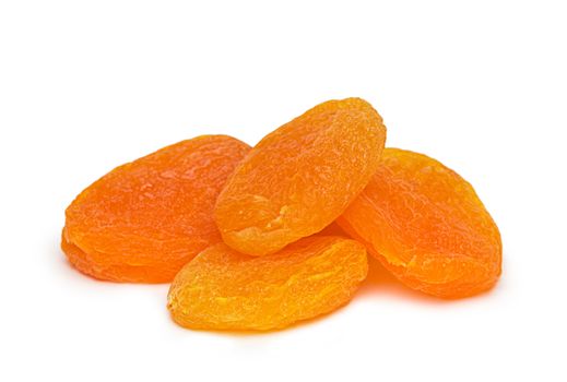 Dried apricots on a white background