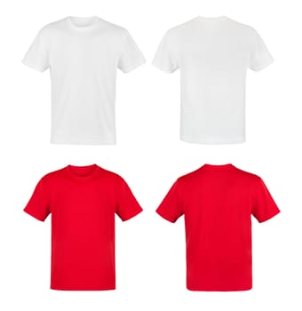 white and red shirts isolated on white