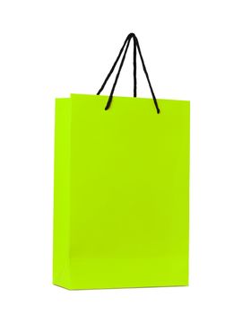 green shopping bag isolated on white background