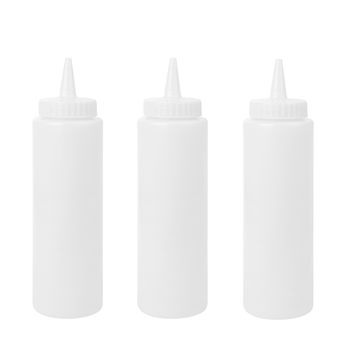 three blank bottles on a white background