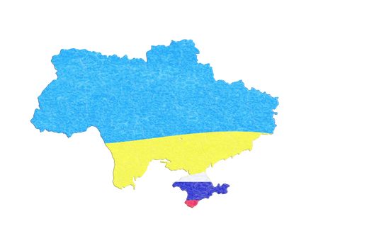 Map of Ukraine, map with the breakaway province of Crimea with Russia flag.