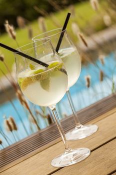 hugo prosecco elderflower soda ice summer drink outdoor aperitif