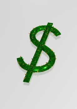 Currency sign the dollar made of a set of small dollars.