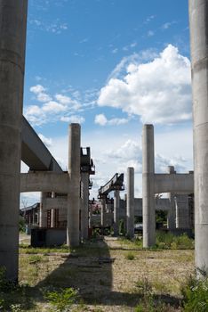 Bridge construction site in a bright summer day. 