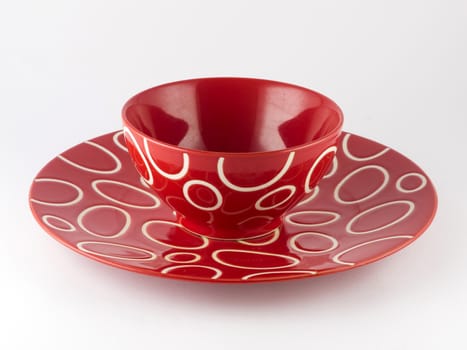 Red Plate with White Background, Isolation