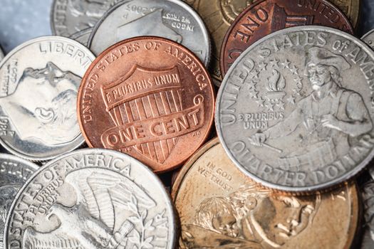 Group of US American coin one cent