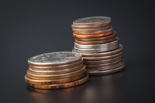 Group of US American coin vertical stacking