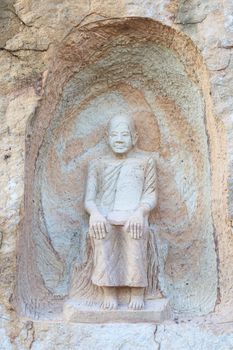 SAKONNAKORN THAILAND - NOVEMBER 28: The famaus monk names "Luang Pu Yai Thep Lok Udon", at Temple names "Wat Thum Pha Dan" in Sakonnakhon, Thailand on November 28, 2014