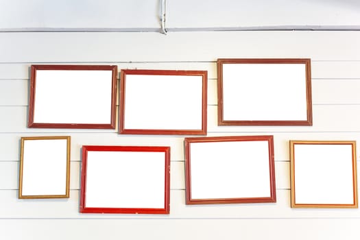 photo frames on the vintage wall