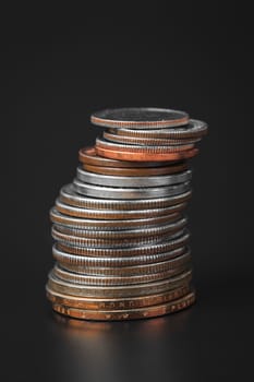 Group of US American coin vertical stacking