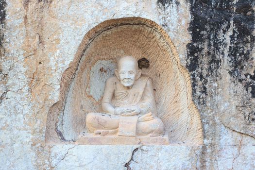 SAKONNAKHON THAILAND - NOVEMBER 28: The famaus monk names "Luang Pu Thuat" at Temple names "Wat Thum Pha Dan" in Sakonnakhon, Thailand on November 28, 2014